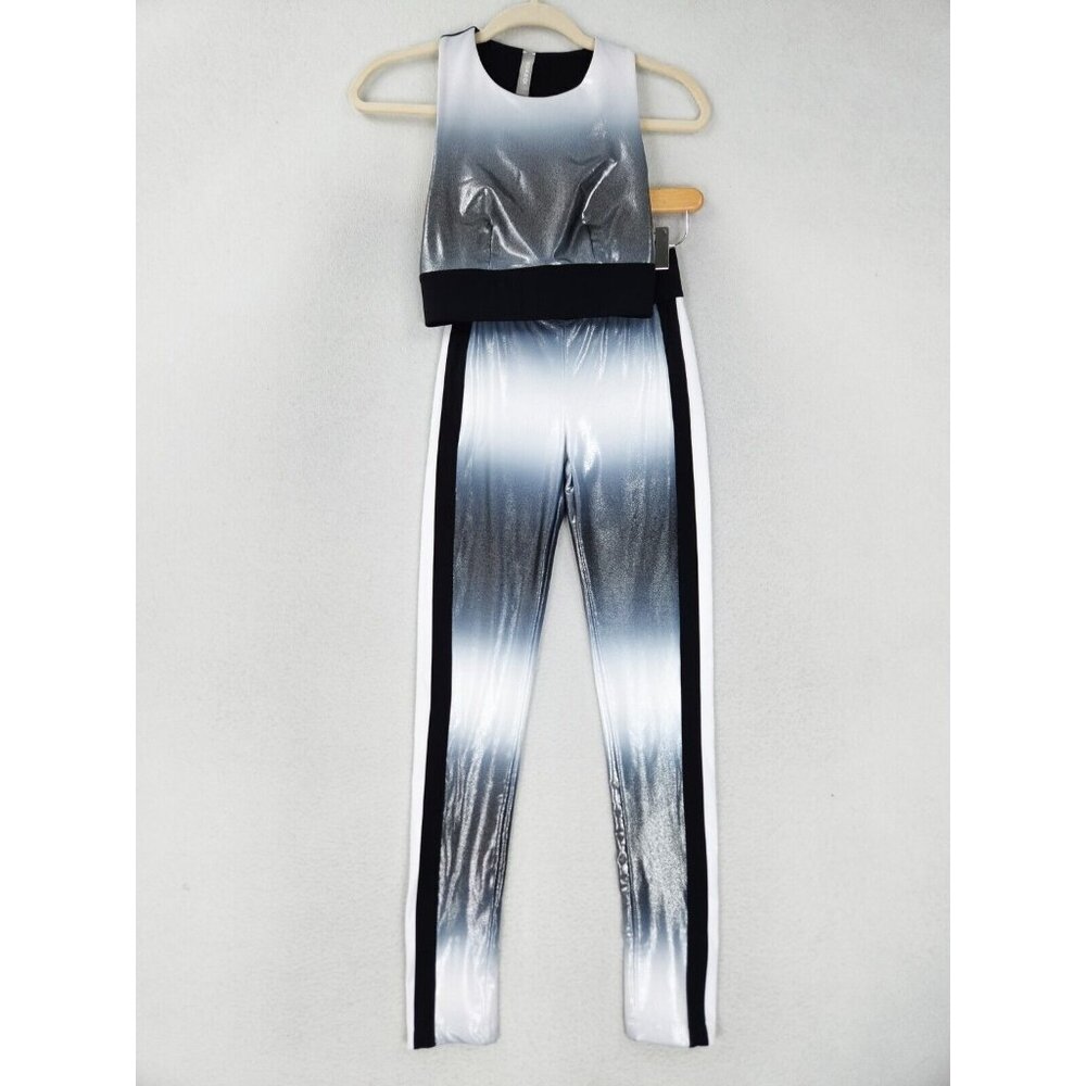 NO KA OI Leggings Womens 00 Gray Black Feel Lani Sports Bra 2 PC Set Athletic